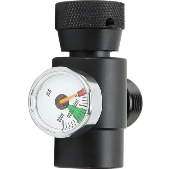 CO2-flaskpåfyllningsadapterkontakt CGA320 // TR21-4 ASA 3000psi tryckmätare svart