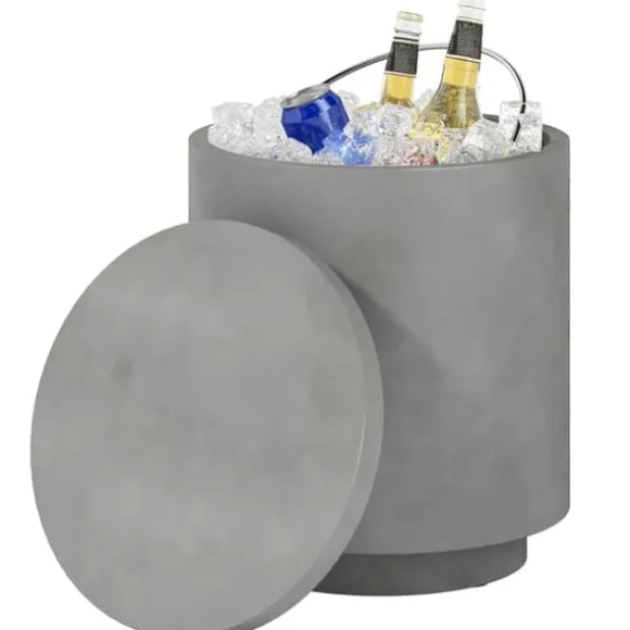 Cool Bar sidobord med avtagbar topp, 10 L dryckeskylare, bistrobord för fest/camping, ljusgrå