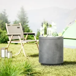 Cool Bar sidobord med avtagbar topp, 10 L dryckeskylare, bistrobord för fest/camping, ljusgrå