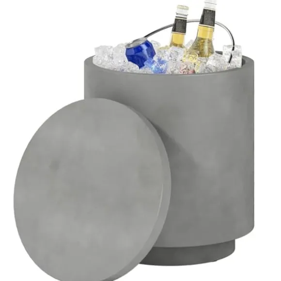 Cool Bar sidobord med avtagbar topp, 10 L dryckeskylare, bistrobord för fest/camping, ljusgrå
