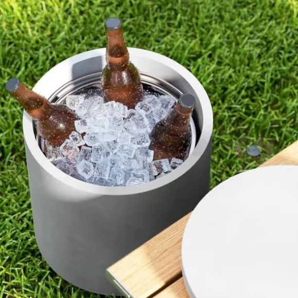 Cool Bar sidobord med avtagbar topp, 10 L dryckeskylare, bistrobord för fest/camping, ljusgrå