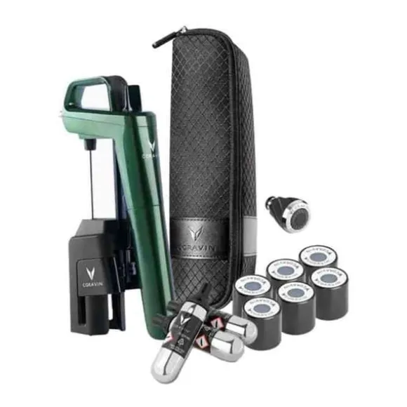 Coravin Timeless Six Plus vinkonserveringssystem - vinluftare, 3 rena argonkapslar, 6 skruvlock, nål