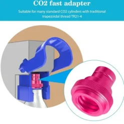 CO2 Snabbkoppling till SodaMaker - Universell Adapter för Terra/Art/TR21-4 | Blå Cylinder & Vattenkarbonator - Rosaröd