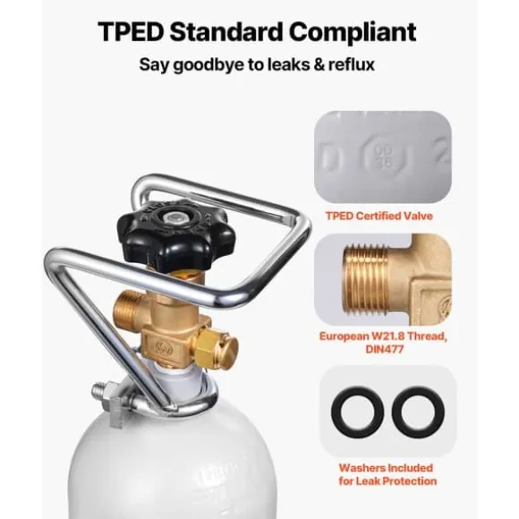 CO2-tank 4,41 lbs, Aluminiumslegeringscylinder, DIN477-ventil, TUV-godkänd