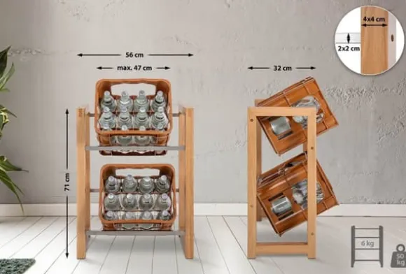 Crate Rack Oak, dryckeshållare, lättillgänglig - för 2 lådor