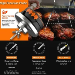 0-380°C smart Bluetooth matlagningstermometer med 2 sonder, grilltermometer med app-kontroll, avtagbar design