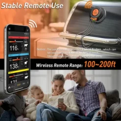 0-380°C smart Bluetooth matlagningstermometer med 2 sonder, grilltermometer med app-kontroll, avtagbar design