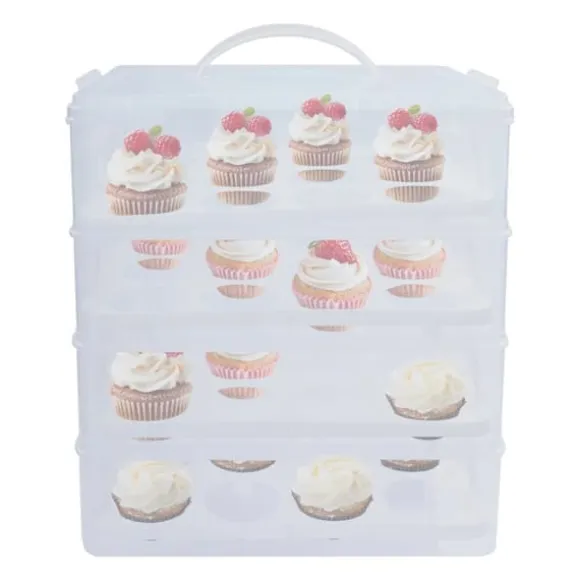 Cupcake-bärare, bärbar design, 4-lagers kapacitet,Klar