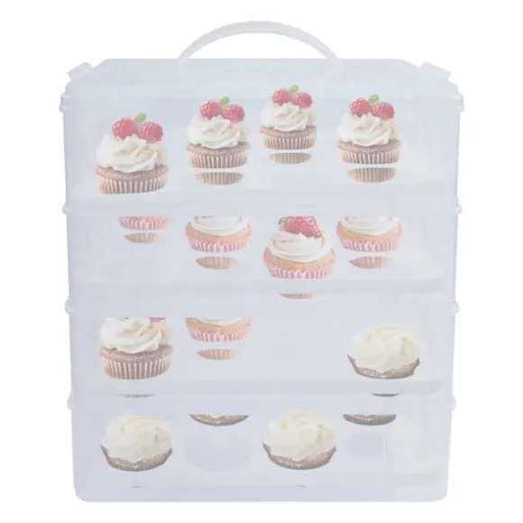 Cupcake-bärare, bärbar design, 4-lagers kapacitet,Klar