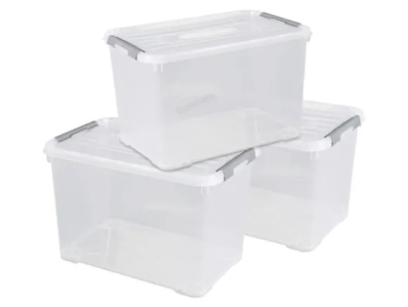 Curver 240682 Plasticbokse HANDY Lukket , Kan stables (B x H x T) 400 x 390 x 600 mm Transparent 3 stk