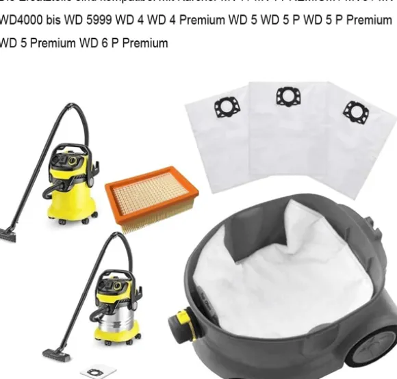 Dammpåsfilter för Kärcher WD4 WD5 WD6 p WD5 p WD6 p Premium MV4 MV5 MV6
