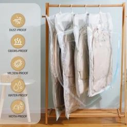 Dammsugningspåsar för hängande kläder 135x70 cm Set med 4 transparenta