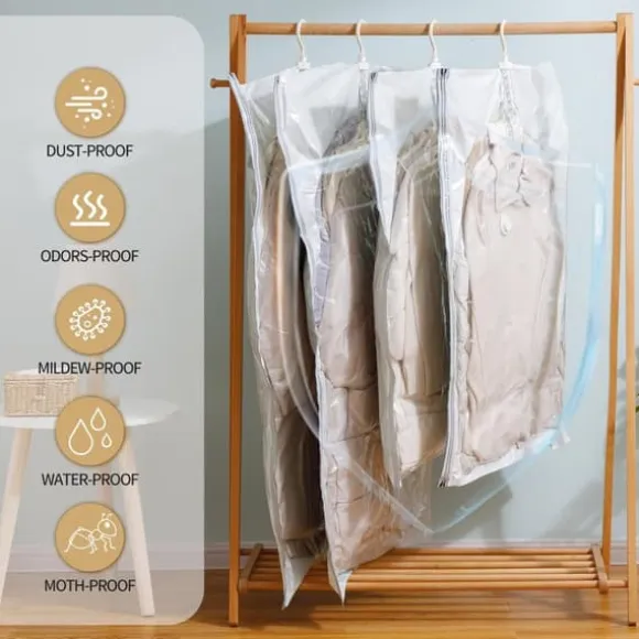 Dammsugningspåsar för hängande kläder 135x70 cm Set med 4 transparenta