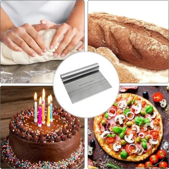 Degskrapa Rostfritt stål Slicer Pastry Pizza Cutter med mätskala