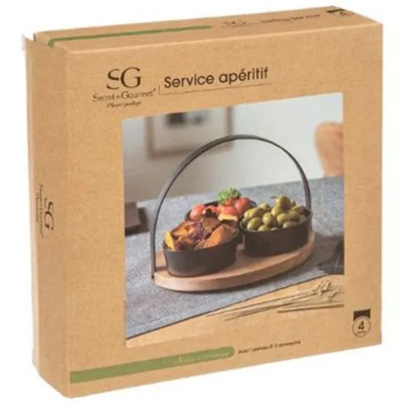 4-delad aperitifset "Wild" 21cm Svart & Natur