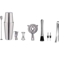10 delar cocktailset, barset, shaker 750 ml - Rostfritt stål Silver