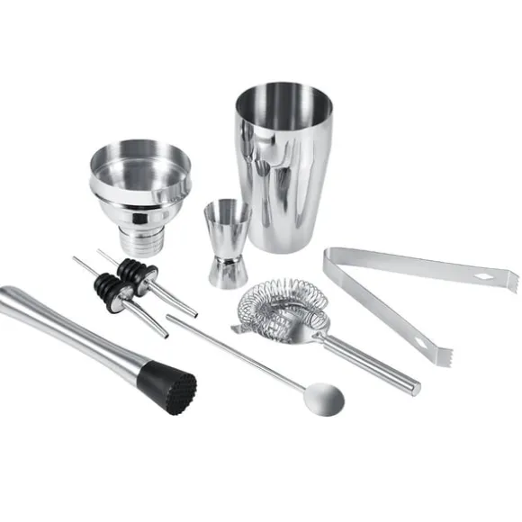 8-delar cocktailset , barset, shaker 550ml - Rostfritt stål Silver