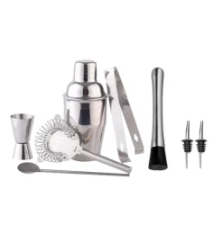 8-delar cocktailset , barset, shaker 550ml - Rostfritt stål Silver
