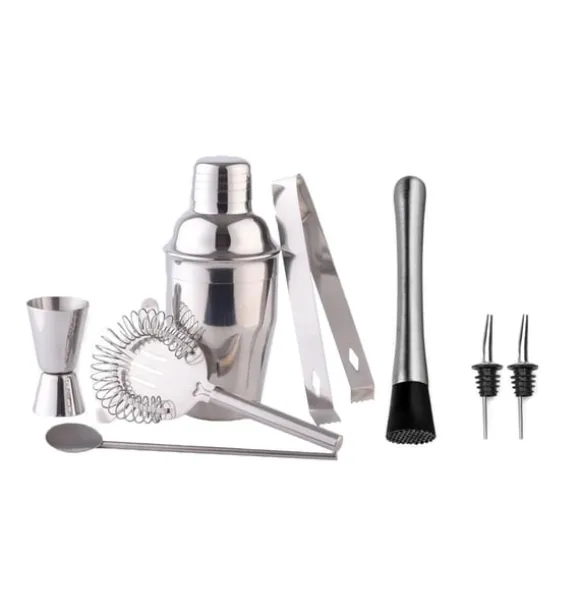 8-delar cocktailset , barset, shaker 550ml - Rostfritt stål Silver