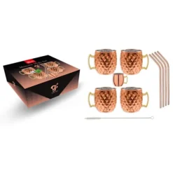 Diamond moscow mule glas mugg set koppar