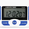 Digital kökstimer, 4-kanals köksnedräkningstimer med LCD-display, hopfällbart stativ och upphängningshål, magnetisk baksida (vit + blå)