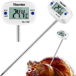 Digital Stektermometer | Kökstermometer för Mat, BBQ & Vätskor Vit