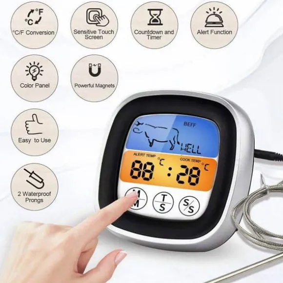 Digital Stektermometer med Lättavläst Pekskärm och Larm