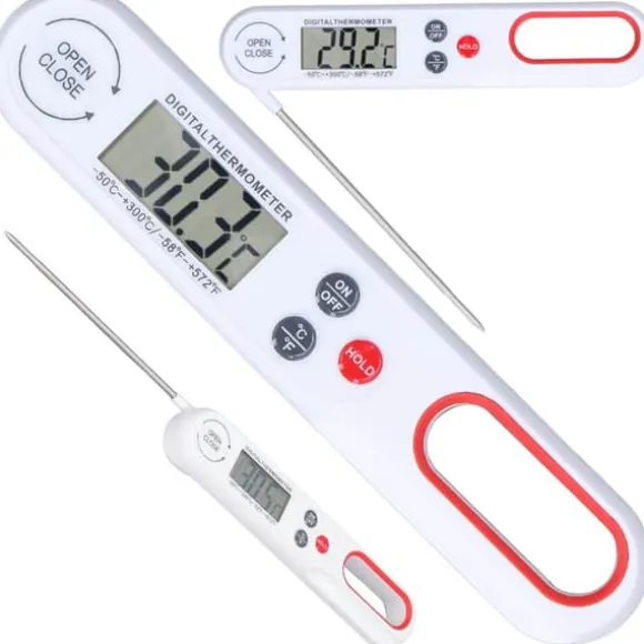 Digital Stektermometer | Vikbar | Omedelbar Läsning Vit