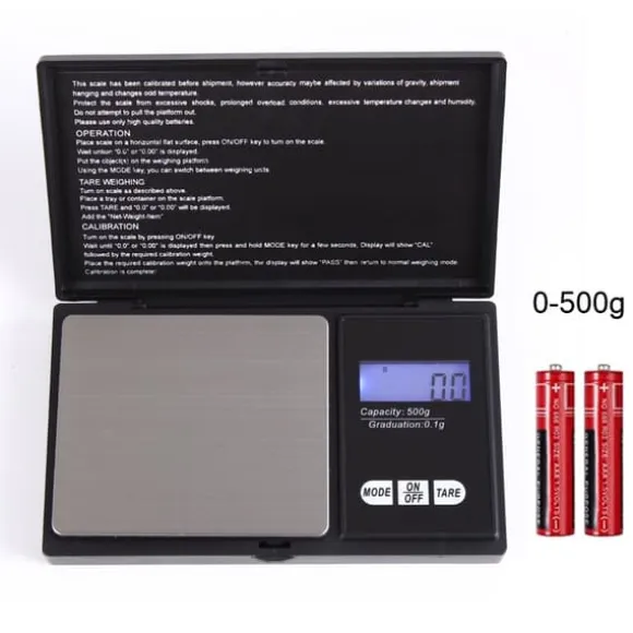 Digital våg 0,1g - 500g pocketscale digitalvåg inkl. batterier