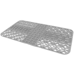 Diskbänksmattor Silikon Anti-halk Värmebeständig 66x35cm Stor storlek Fyrkantig ihålig diskbänksskydd för kök Grå