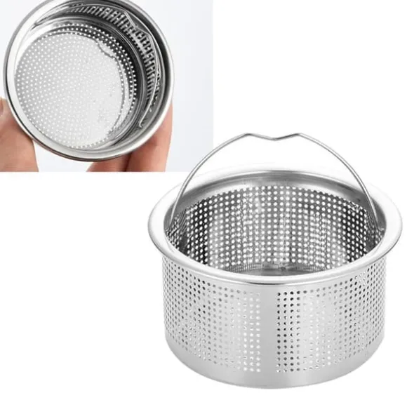 Diskbänkssil med handtag 304 rostfritt stål diskbänksavlopp Djup kopp korgsil 3 tum ytterdiameter