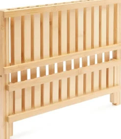 Diskställ i bambu, två nivåer, hopfällbart, trä