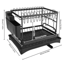 Diskställ, 2-nivåsystem, 360° dräneringsrotation,Svart