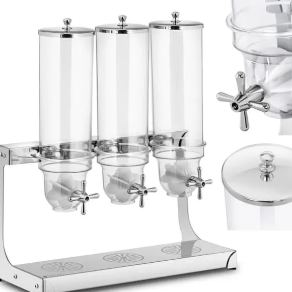 Dispenser dispenser för godisrisflingor, transparent, trippel, 10,5 l