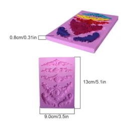 DIY 3D Skulpterad Blomma Barock Scroll Silikonform Fondantform Cupcake Kakdekoration Verktyg