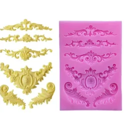 DIY 3D Skulpterad Blomma Barock Scroll Silikonform Fondantform Cupcake Kakdekoration Verktyg