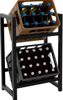 Dricks Crate Holder Stapel - Bottess Rack - Stylish Drink Storage, Rostless Steel | Färg: Svart | Storlek: 75x47x31 cm