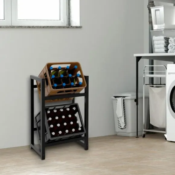 Dricks Crate Holder Stapel - Bottess Rack - Stylish Drink Storage, Rostless Steel | Färg: Svart | Storlek: 75x47x31 cm