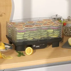 Dörrautomat 550 W, 40–70°C, 6 höjdjusterbara brickor, 48 h timer, svart