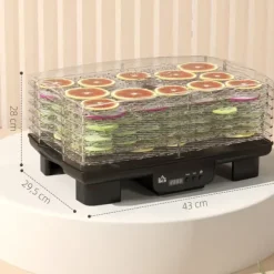 Dörrautomat 550 W, 40–70°C, 6 höjdjusterbara brickor, 48 h timer, svart