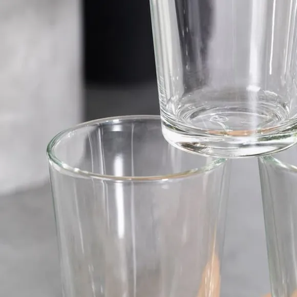 Dryckesburk med kran och guldfärgat stativ 5,5 l + 12 glas 200 ml