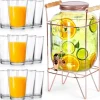 Dryckesburk med kran och guldfärgat stativ 4,2 l + 12 glas 200 ml