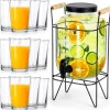 Dryckesburk med kran och stativ, svart, 4,2 l + 12 glas, 200 ml