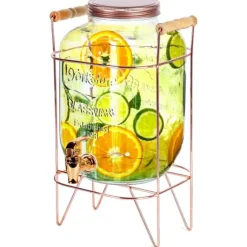 Dryckesburk Stor dispenserburk i glas med kran och stativ 5,5L