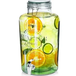 Dryckesdispenserburk i glas med kran 8L