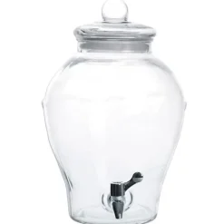 Dryckesdispenser, glas, 23x35 cm, återanvändbar, säker lock, bred öppning