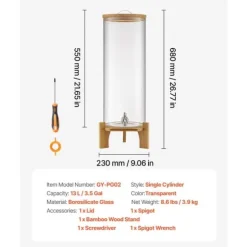 Dryckesdispenser 13L, Fester Glasdispenser, inkluderar Stativ, Idealisk för Hem och Evenemang