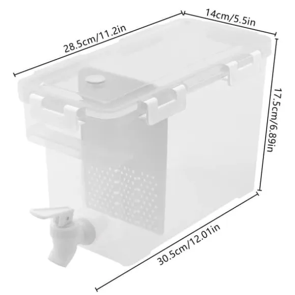 Dryckesdispenser - Vattendispenser för kylskåp 3,5 L - Dubbel behållare - Kran - Avdelare - Vit