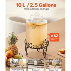 Dryckesdispenser, 40x21x21 cm, 10L, Glas, Transparent, Metallställ
