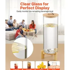 Dryckesdispenser, 20,5x20,5x63,7 cm, Transparent, Glas med träställning